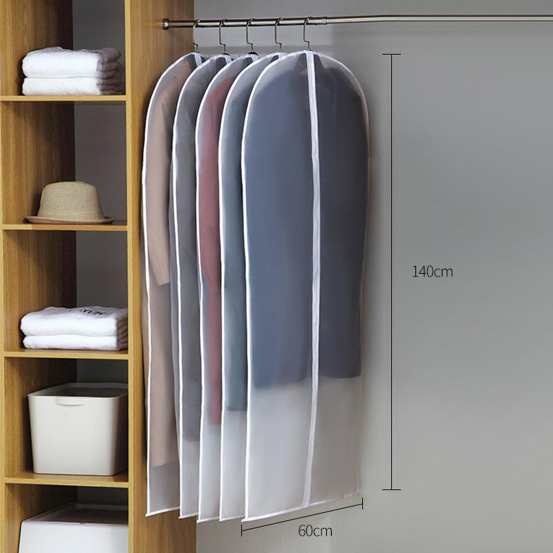 5pcs Clothes Hanging Dust Cover Wedding Dress Cover Suit Coat Storage Bag Transparent Fully Enclosed Clothes Cover With Zipper