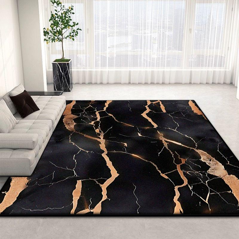 Nordický luxusní domácí koberec do obývacího pokoje Pratelný Černobílý Mramorový Koberec pod Pohovku do Ložnice Dekorace Obývací Pokoj Protiskluzová Podlahová Rohož