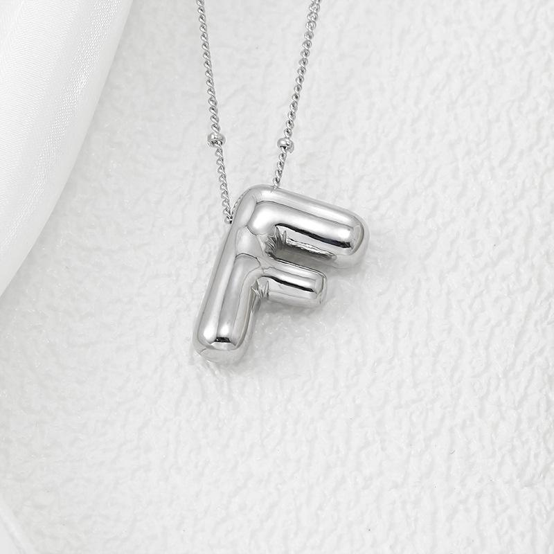 Smooth Chunky Bubble Initial letter Pendant Necklace Women Personality Jewelry Gold Balloon 26 Letter Necklaces