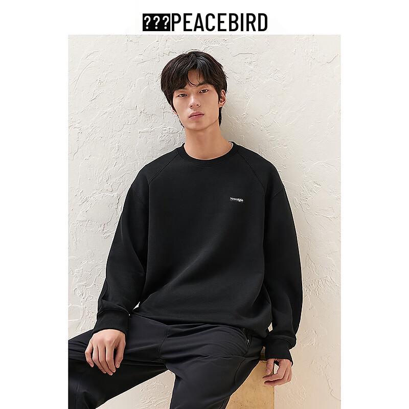 

PEACEBIRD Men s Retro Split Line Letter Round Neck Loose Fit Winter Sweatshirt L
