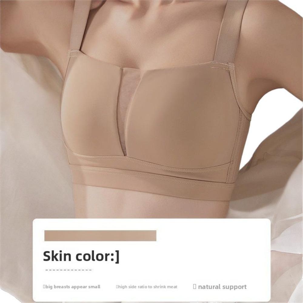 Wireless Plus Size Seamless Back Support Bra, Minimize Bust Lift Anti-Sagging Underwear with Side Breast Collection
