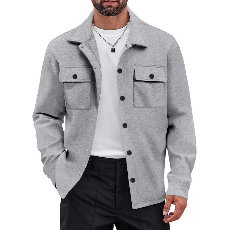 American Style Heavyweight Retro Workwear Jacket - Long Sleeve, Plus Velvet, Warm, Casual, Loose Fit