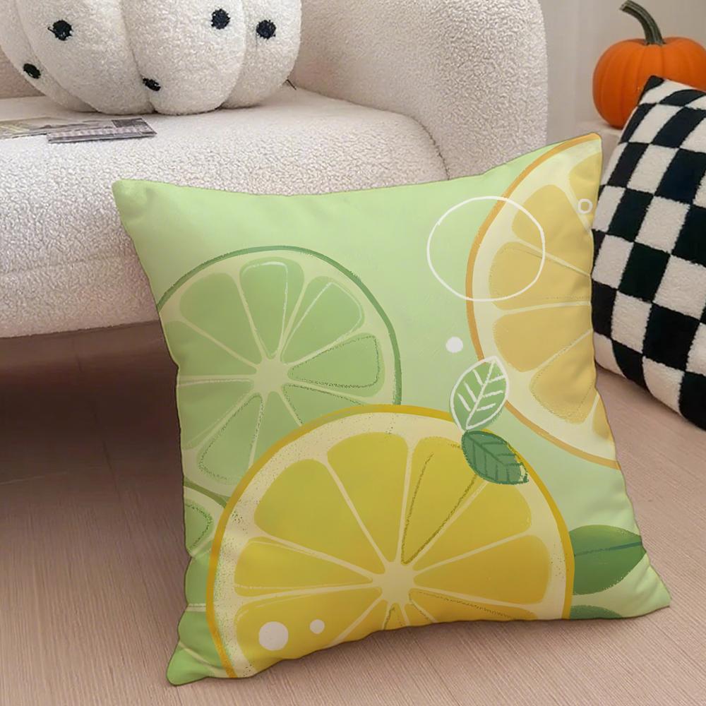 Pastoral simple Handdrawn lemon Cushion Cover Throw Pillow Cover Hidden Button Durable Polyester Chair Cushion