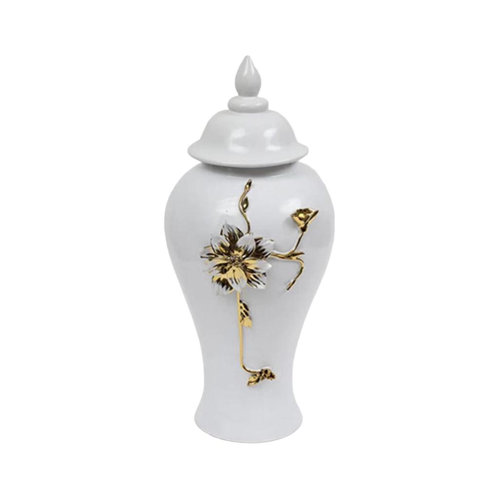 Vase Storage Jar with Lid Delicate Ginger Desk Centerpiece Decoration Home Piece Table Floral