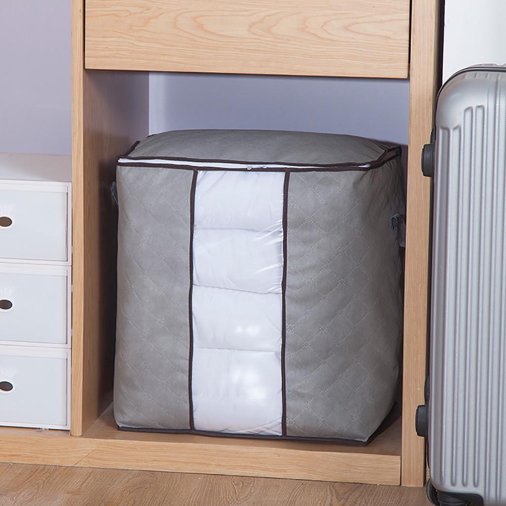 Foldable Large Non-woven Clothes Quilt Blanket Zipper Storage Bag Organizer Box