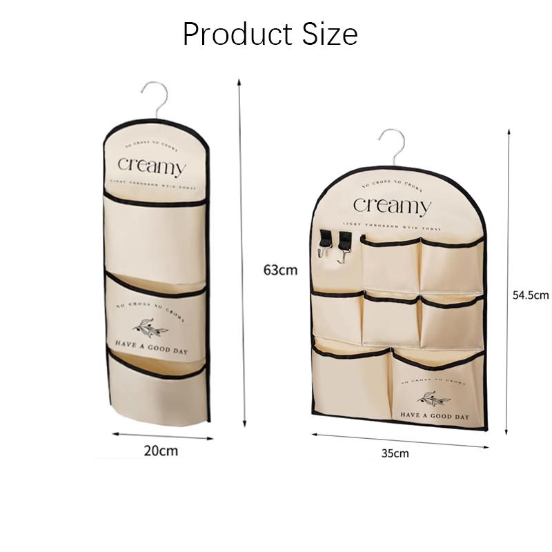 3/7 Pockets Creative Wall Mounted Storage Bag,Satin Organizer with Hooks for Keys Sundries,Multi-Purpose Hanging Bags Home Decor
