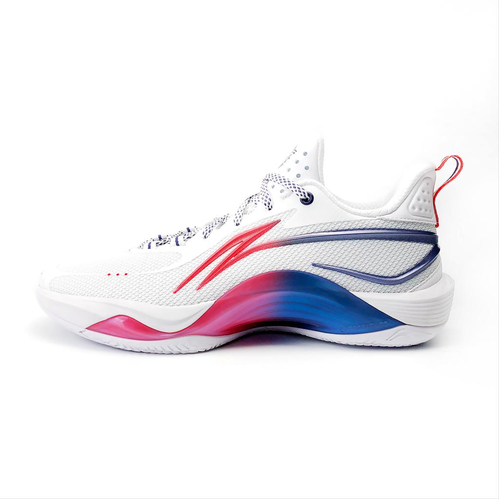 New LiNing Shining CBA Guangzhou Southern Tigers PE Slip Resistant Balance Low Top Basketball Shoes Unisex White Blue ABPU001-13