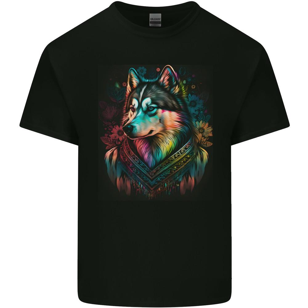 A Tribal Husky Dog Mens Light Cotton T-Shirt