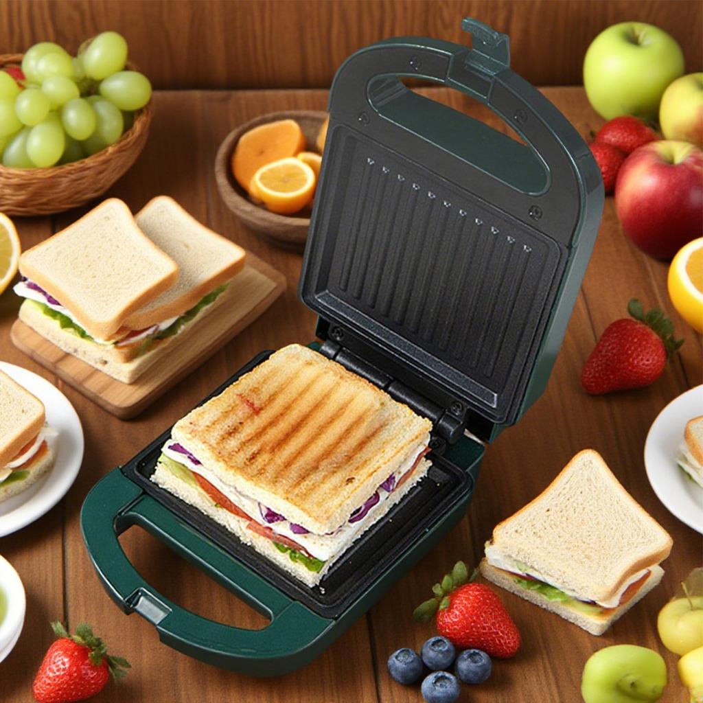 non-stick Sandwich Maker Fast Heating Toaster Home Breakfast Making Machine Kitchen Electric Baking Pan Roast Meat Omelette