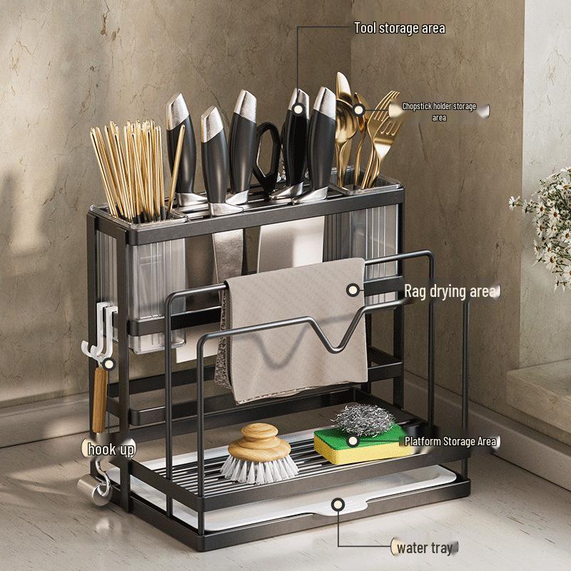 Wall-Mounted Kitchen Knife & Utensil Holder: Multifunctional Stainless Steel Rack for Pot Lids, Chopsticks, and Cutting Boards.