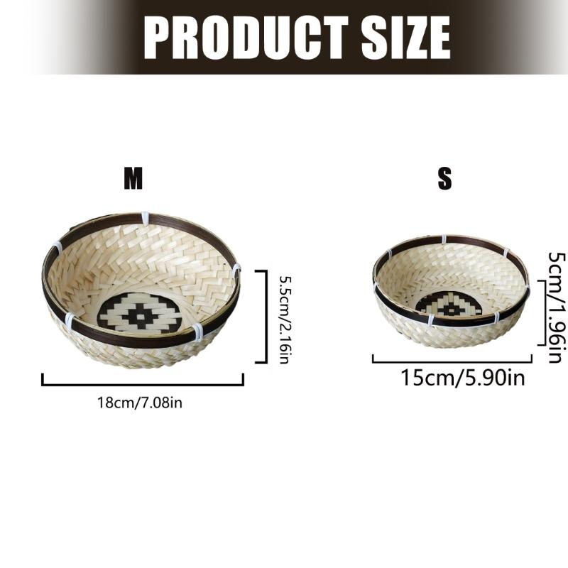 Bamboos Basket Box Natural Woven Storage Basket Bin Weaving Decorative Basket Box Farmhouse Picnics Table Storage Basket