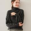 Women's Korean-Style Thick Cashmere Pullover: Three-Strand Slub Yarn, Long Sleeve, Half-High Neck, Versatile Base Layer.