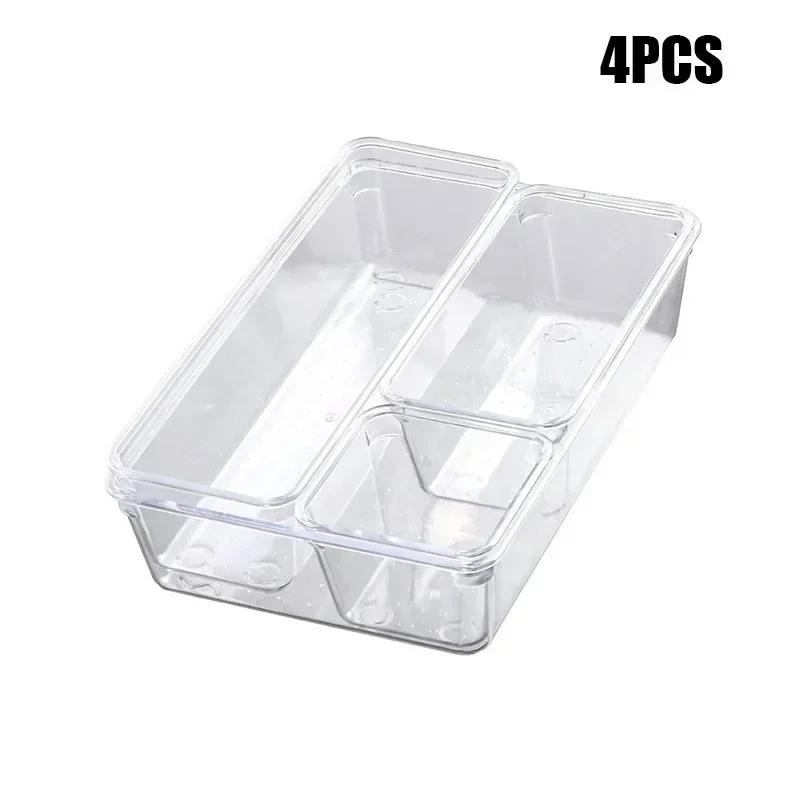 Versatile 7/14-Piece Drawer Organizer Set - Clear Plastic Dividers And Trays in 4 Sizes For Perfect Makeup And Kitchen  Storage