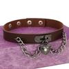 Neues mehrfarbiges Punk-Kragen-Halskettenmit sexy PU-LederHerz-förmigem Schloss geeignet für Damen Gothic Rollenspiel Party Schmuck