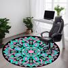 1 Stück Mandala Kunstwerk Teppich, Runder Rutschfester Langlebiger Großer Büroteppich, Geeignet für das Büro