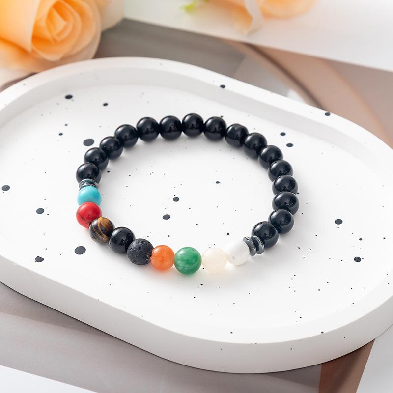 Fashionable 8mm Natural Stone Volcanic Rock Bracelet Black Gallstone Tree of Life Beaded Bracelet Healing Stone Bead Bracelets