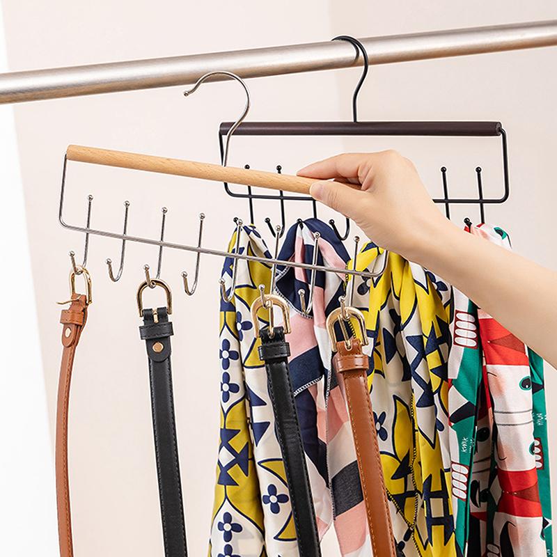 Multifunctional Rotatable Clothes Drying Rack Wooden Clothes Rack With Hook Underwear Vest Storage Clothes Drying Rack