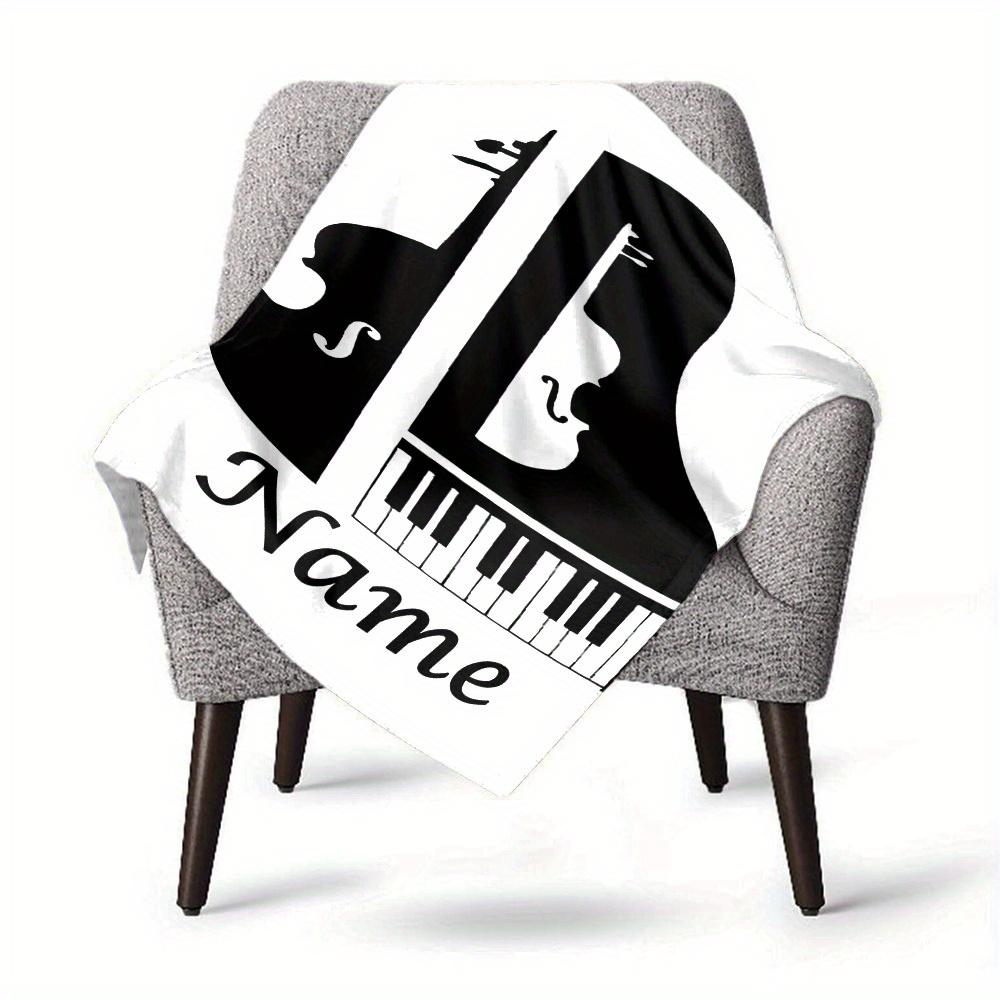Music Theme Home Customize Your Name Blankets Comfortable Soft Lightweight Allseason Multipurpose Blanket For Picnics Sofas Offices Beds Living Rooms