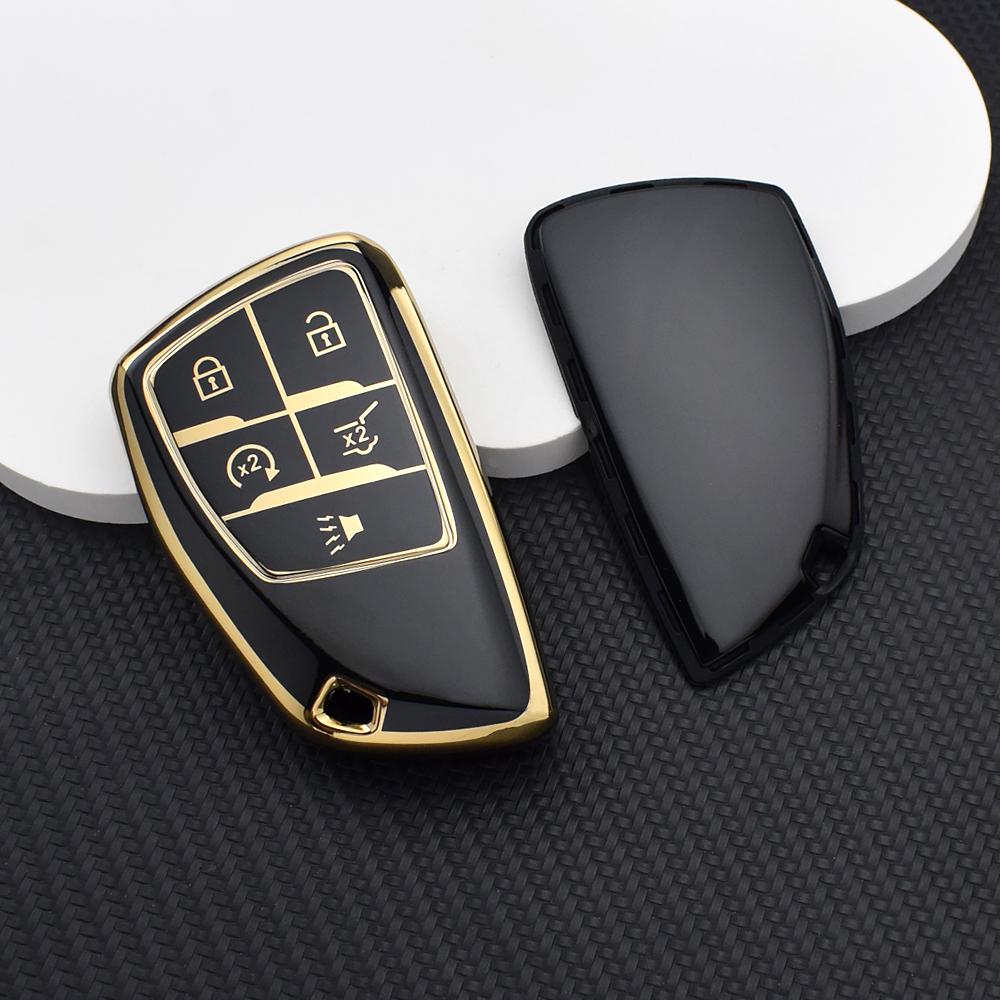 

5/6 Buttons TPU Car Key Fob Cover for Buick Envision Chevy Silverado GMC – Protective Car Key Case and Chain Key Rings Accessory
