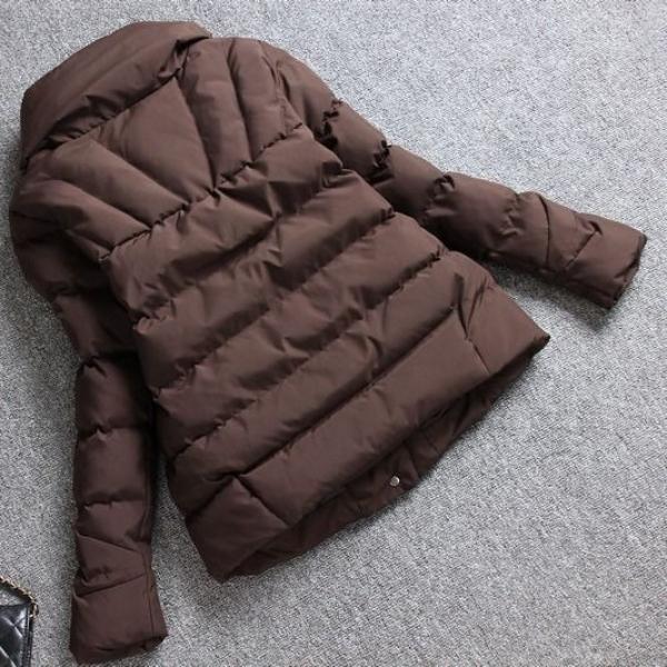 Fashionable Korean-style Thick Cotton Jacket with Short Length and Stand Collar for Winter