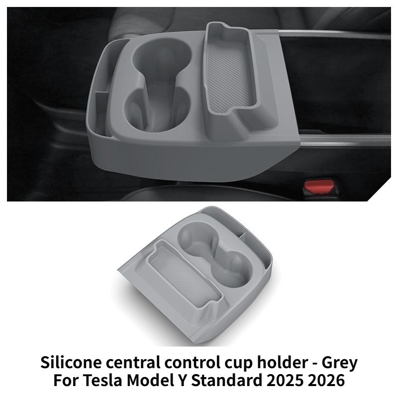 For Tesla Model Y Standard 2026 Multifunctional Silicone Central Control Cup Holder+Storage Box Glasses Holder Tray Accessories