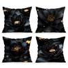 Black Flowers Cushion Pillowcase Printed Polyester 45X45Cm Throw Pillowcover Decorative Sofa Cushion Pillowslip Home Decor