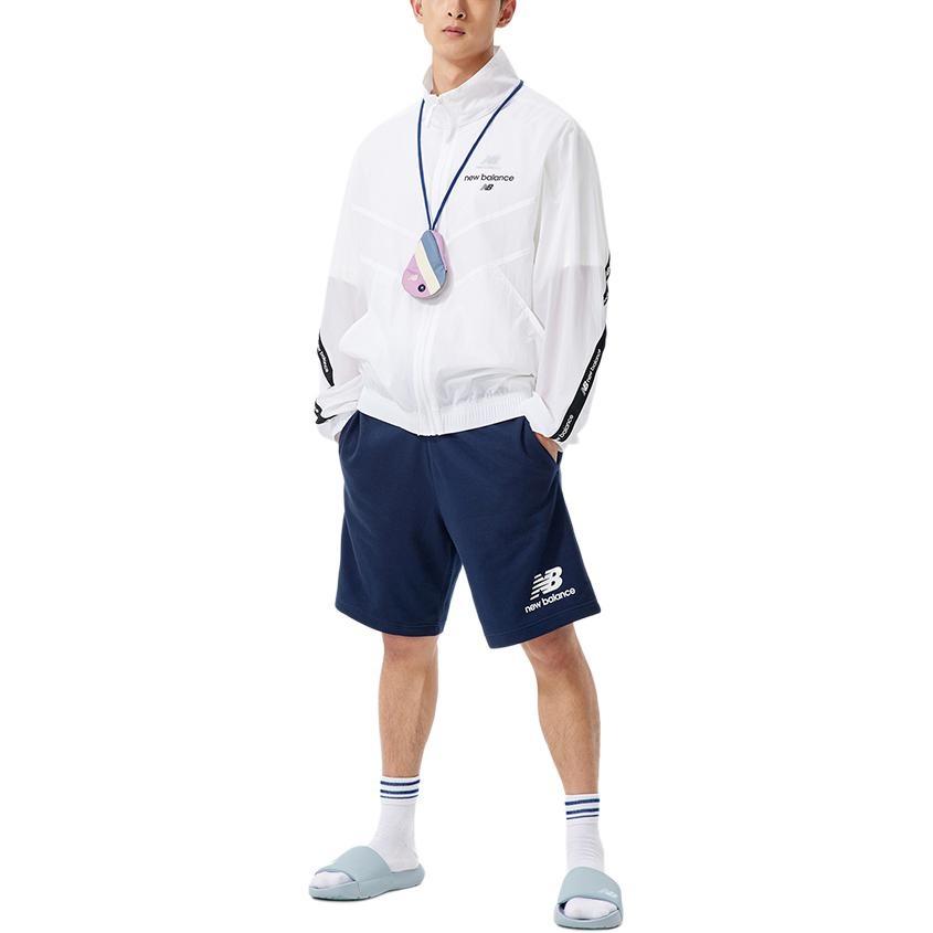 New Balance Logo Full-Zip Woven Jacket Asia Sizing 'White Black' Unisex AMJ22350-WT