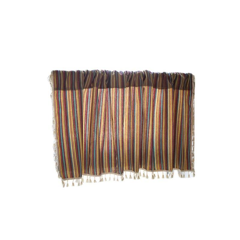 Bohemian Kitchen Curtains Farmhouse Cotton Linen Tassel Translucent Geometric Cabinet Decoration Bedroom Short Curtain