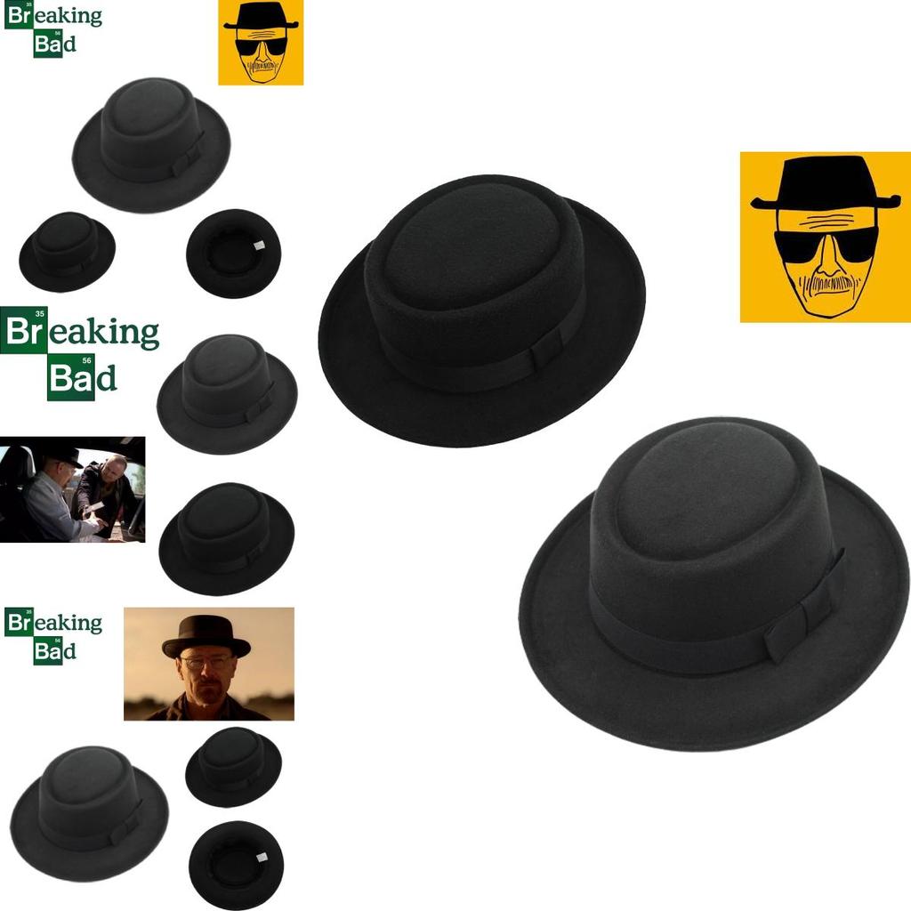 Breaking Bad Kapelusz Pork Pie Klasyczny Czarny Wełniany Kapelusz Męski
