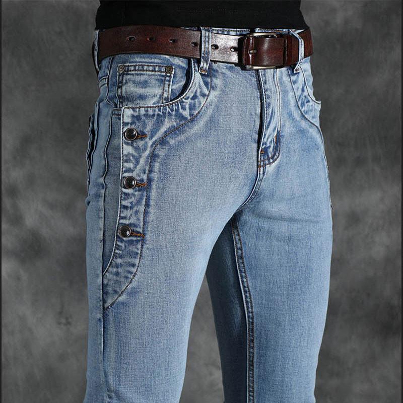 Men's Micro Flare Jeans Korean Style Stretch Slim Men's Flared Denim Trousers