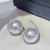 Huitan Temperament Elegant Drop Earring Lady Simulated Pearl Pendant Accessories with Brilliant Zirconia Graceful  Gift