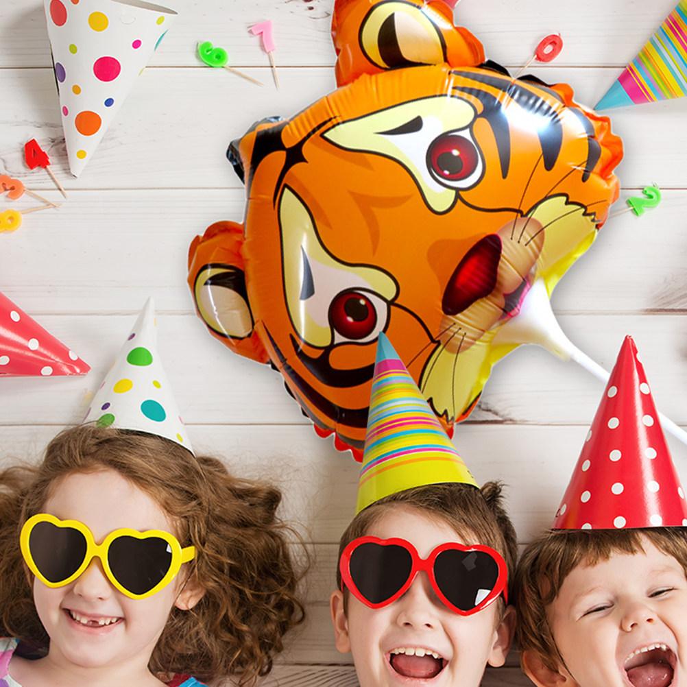10Pcs Tiger Head Balloons Lovely Animals Pattern Balloons New Year Supplies Indoor Outdoor Animals Theme Balloon