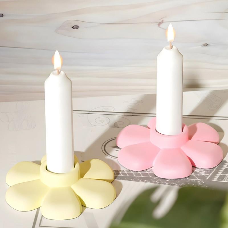 Eleganter floraler Kerzenhalter Silikonform Robuste Kerzenständerform für Hochzeitsdekorationen und Heim-Tischdeko-Design