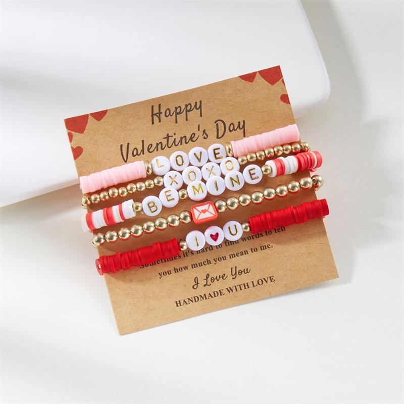 

Handmade Polymer Clay Heishi Beads Multilayer Bracelet for Women Bestie Y2K Stackable Wristband Jewelry Valentine Galentine Gift