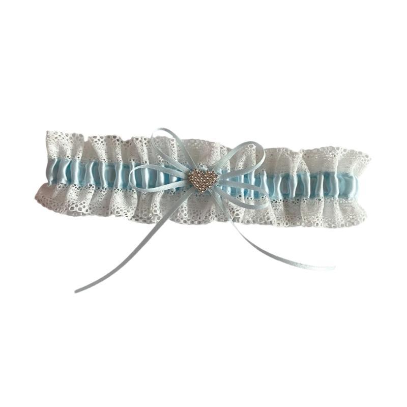 Elegant Lace Trim Wedding Thigh Garter Belt With Faux Pearls Rhinestones Accents And Satins Bows For Bridal Accessories