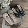 Fashion Low Heel Indoor Leather Women's Slippers and Ladies Sandals Outside Shoes Soft Job Slides Pearl Mules Natural Skin Footwear Pvc