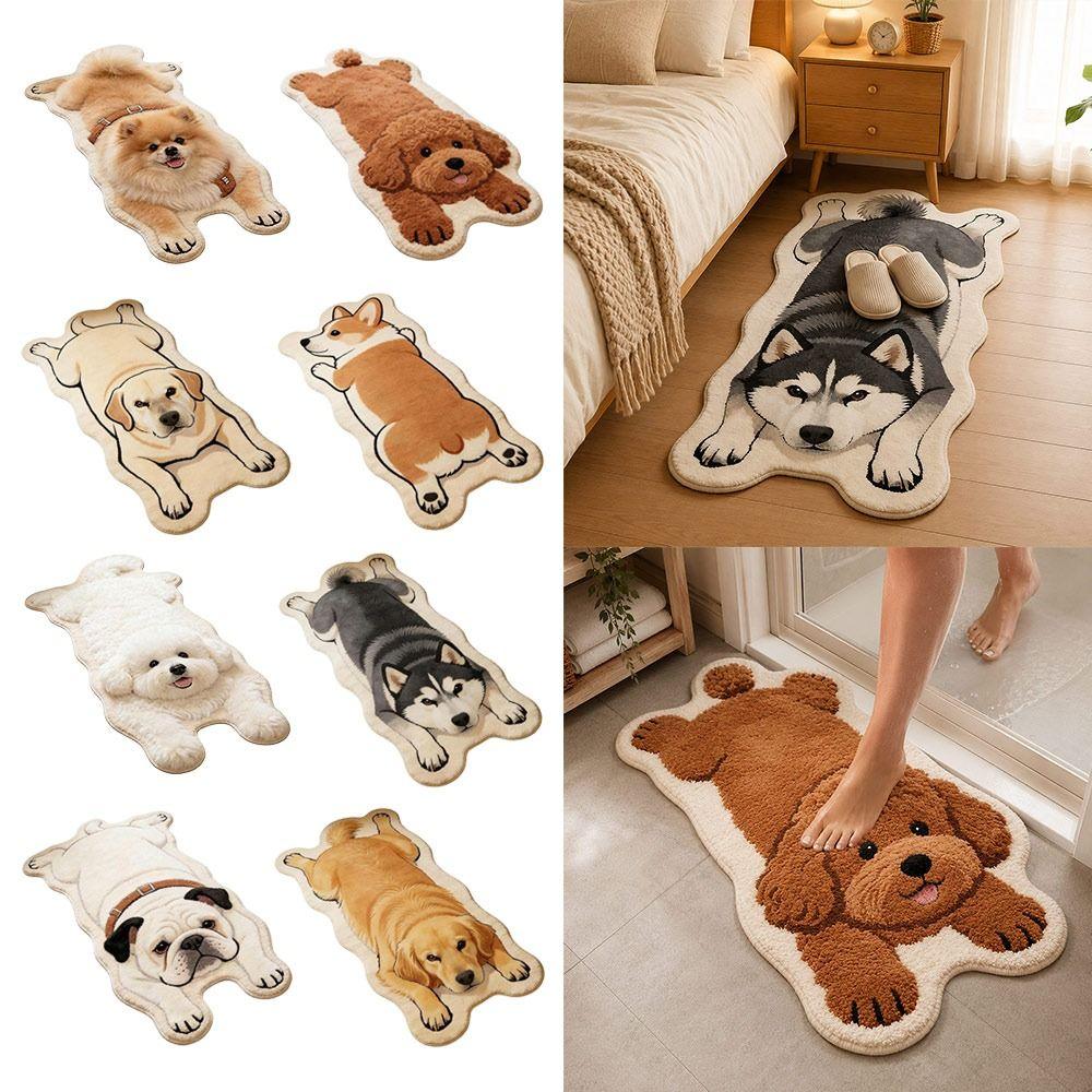 Pet Theme Rug Dog Shaped Rug Decorative Carpet Animal Floor Mat Bedside Floor Decor