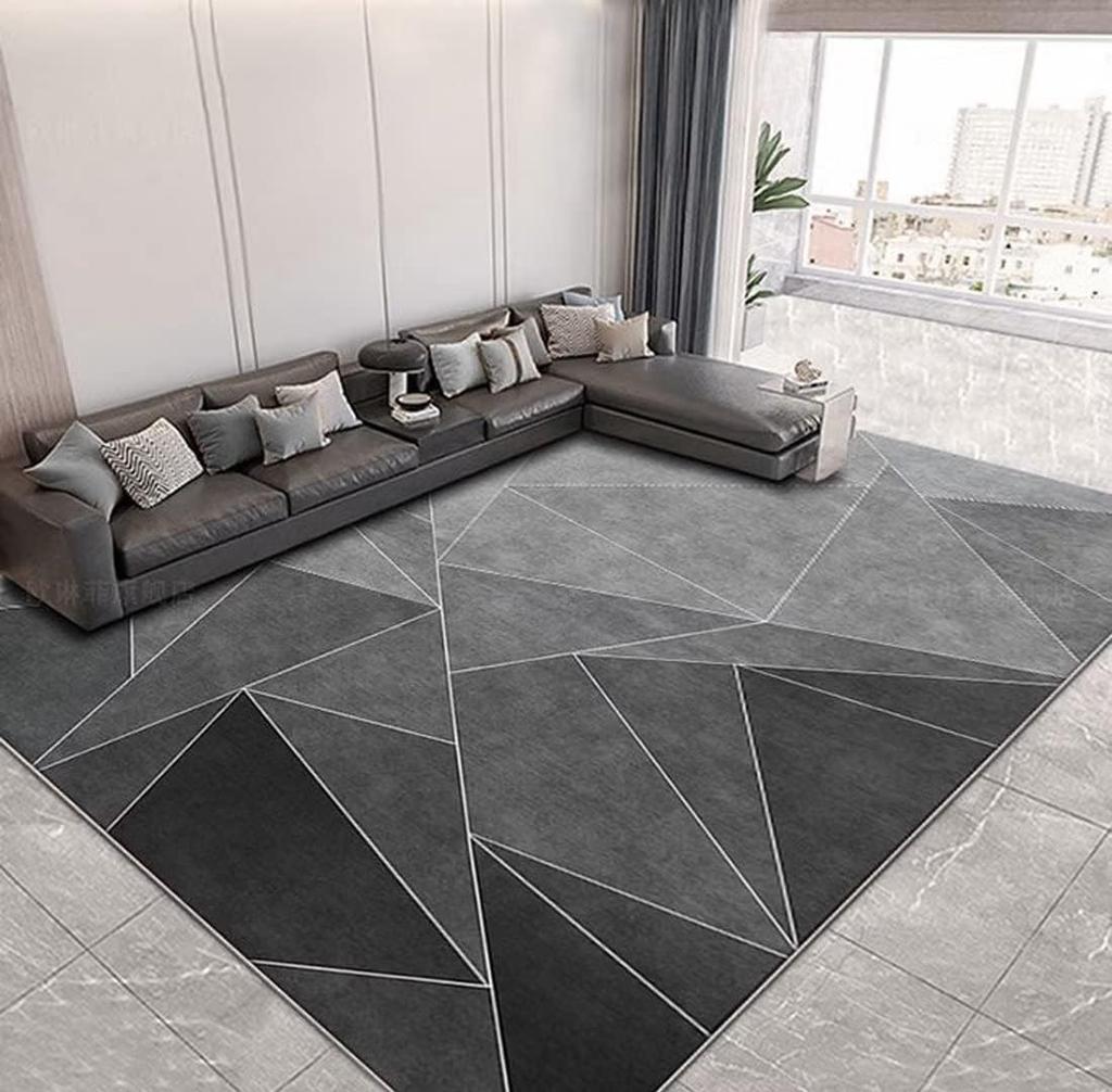Geometric Rug Large Non-Slip Soft Living Room Bedroom Carpet Durable Home Floor Decor Mat Large Area Lounge Sofa Side