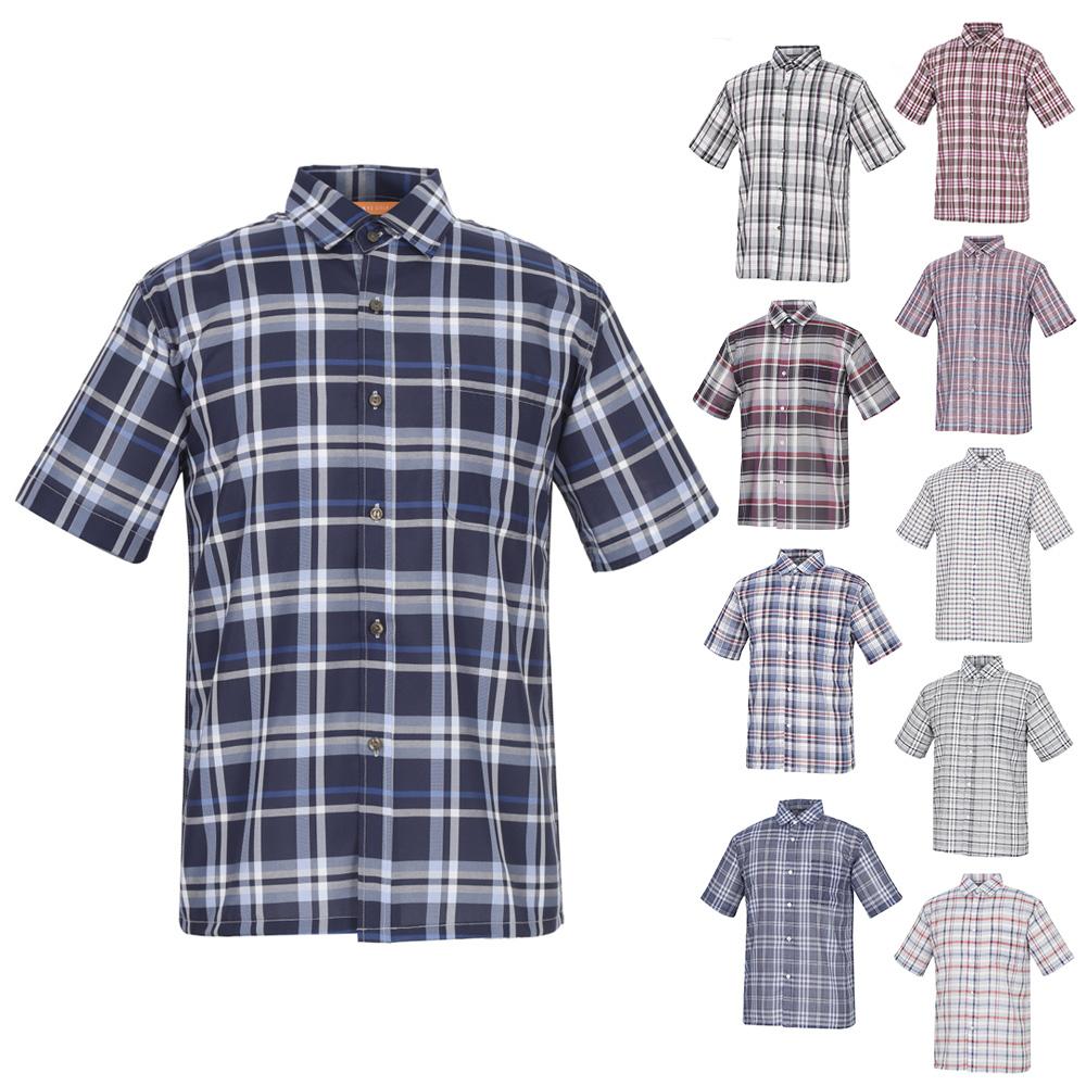 KIM YOUNG JOO GOLF Summer Premium Wool Blend Soft Men'S Check Short Sleeve Shirt Dpmmts89 (Type B)