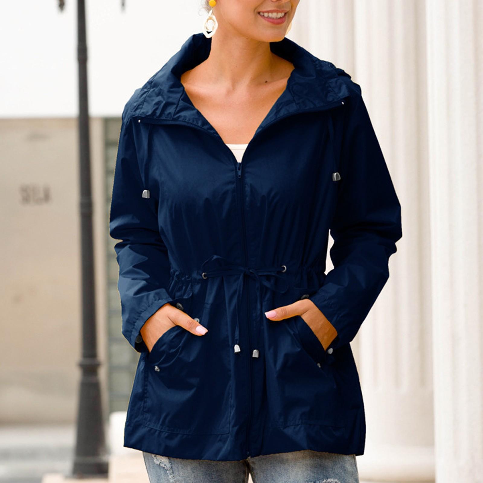 

Женская модная куртка с капюшоном для походов на открытом воздухе, непромокаемая XL тёмно-синий