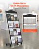Brochure Display Rack, 4-Tier Magazine Literature Display Stand with Wheels, Movable Floor Standing Magazine Rack, Heavy Duty Newspaper Catalog