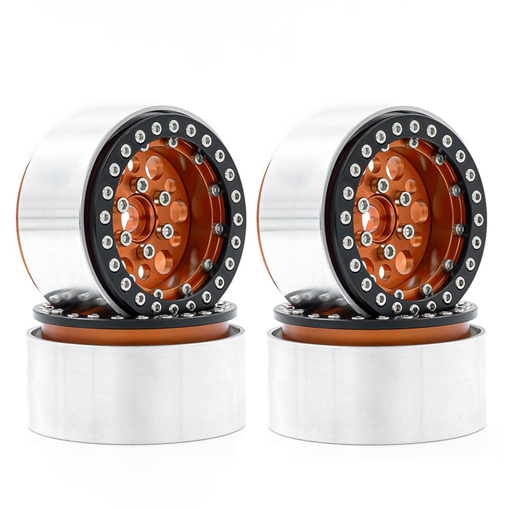 Aluminum Alloy Wheel Rim Beadlock Wheel Rims Hub 4pcs Replacement for 1/10 TRX4 Axial SCX10 90046