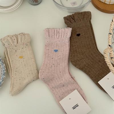 Colorful Dotted Cotton Boneless Socks, Autumn and Winter Bubble Socks, Open-top Socks, Versatile and Breathable Girls' Socks