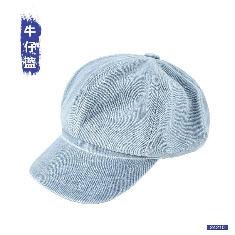 Cotton Washed Newsboy Cap In Denim Style Retro Round Top Hat Women Outdoor Sun Protection