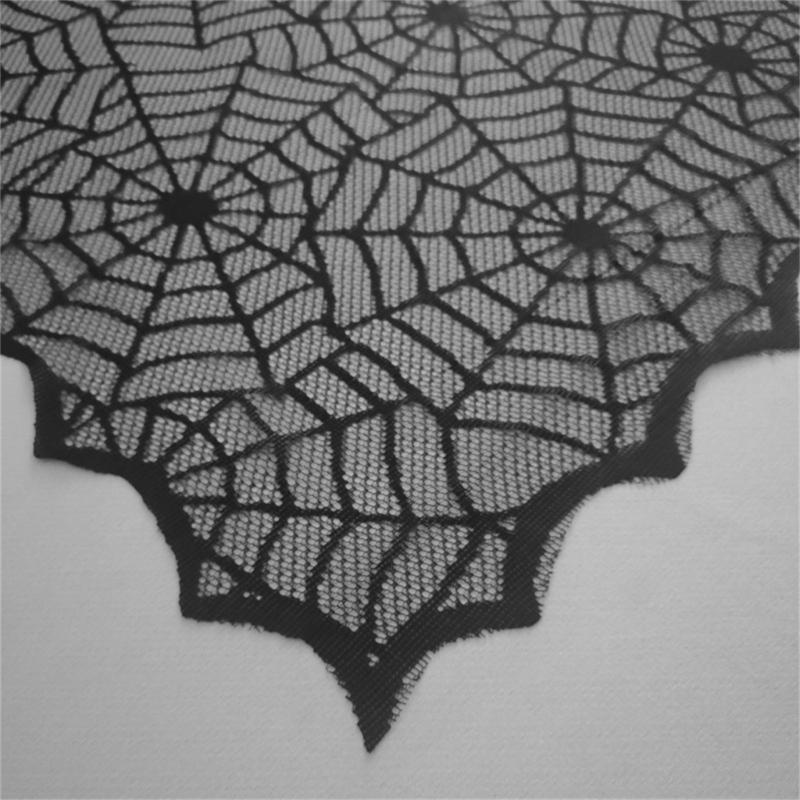 Scary Halloween Table Cover, 32x41inch Rectangles Festival Black Lace Tablecloth Decoration for Festives Occasion