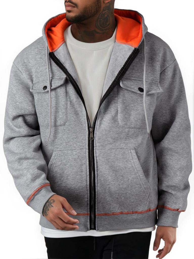 220g European Men's Zip-Up Hoodie: Trendy Fashion Sweatshirt
