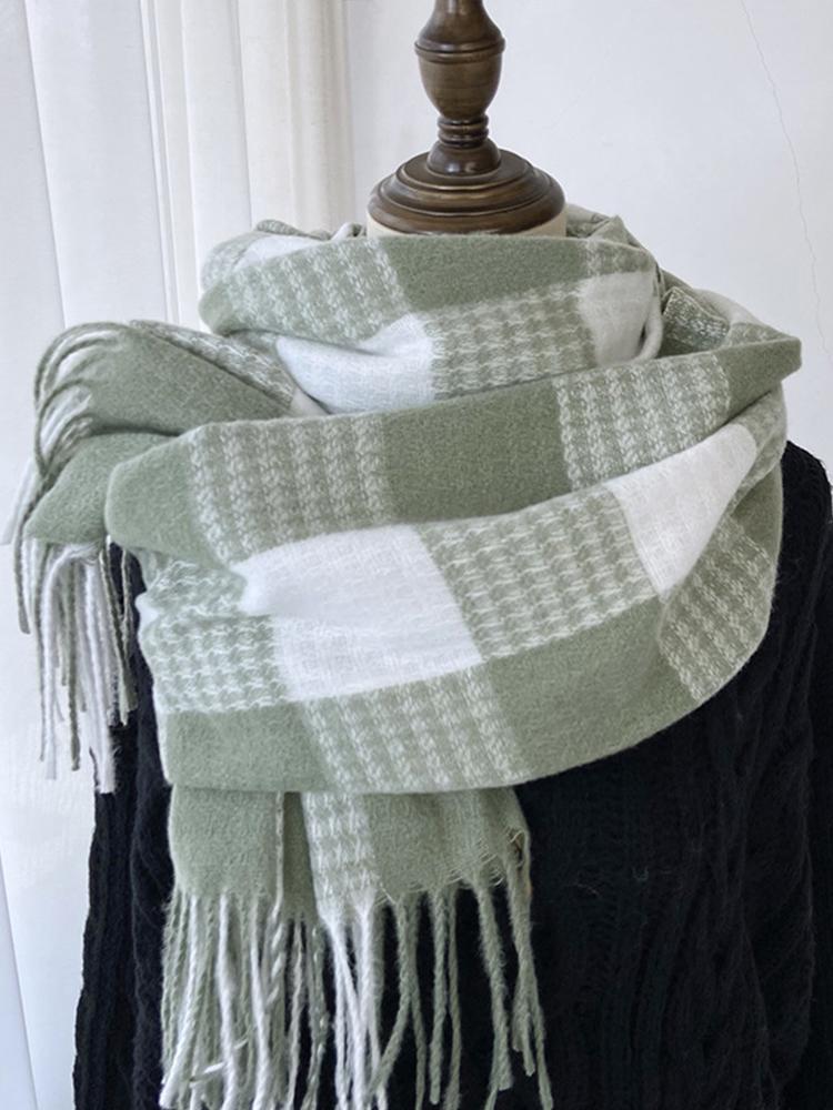 New Imitation Cashmere Knitted Scarf Headscarf Winter Women Men Preppy Soft Plaid Scarve Tassel Pashmina Mujer Femme Wrap Shawl