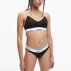 Calvin Klein Ss23 Letter Logo Print Color Block Bra Women underwear Black QF7059EUB1