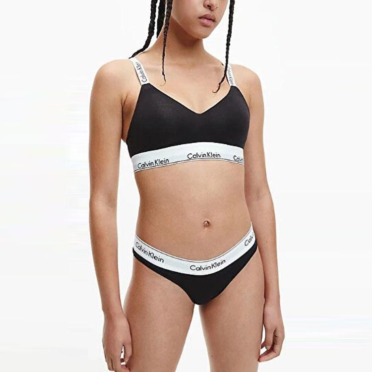 Calvin Klein Ss23 Letter Logo Print Color Block Bra Women underwear Black QF7059EUB1