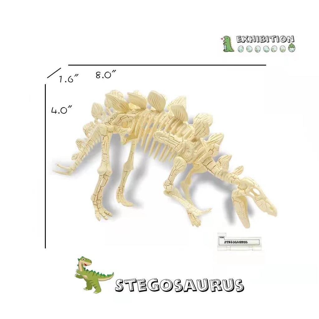 3-Delig Dinosaurusskelet Fossiel DIY Speelgoed voor Kinderen, Ouder-Kind Montagepuzzel 3D Model Set voor Leeftijden 6 en Hoger